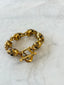 ROOM101 GOLD PLATED STAINLESS STEEL SKULL LINK BRACELET, 9.5"