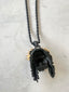 Chuey Quintanar Matte Black & Gold Vermeil Jesus Skull piece - 25 In Rope Chain Necklace