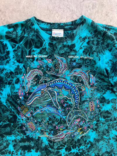 Vintage Aboriginal Art Whales & Dolphins Tee (L)