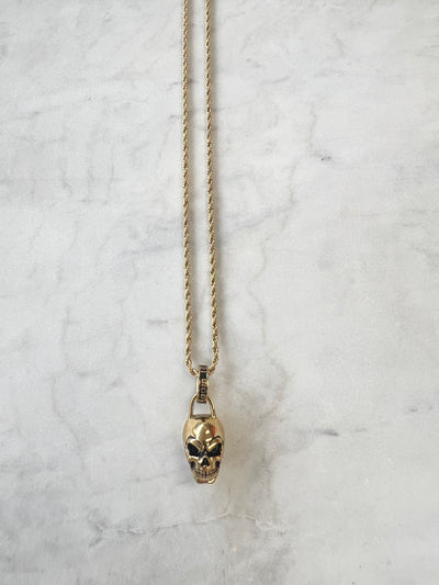 Room101 Los Angeles Stainless Steel Gold Plated Skull Necklace/Archive